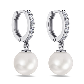 Серьги серебряные с жемчугом и фианитами  (арт. 7502/1724жб)