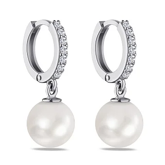 Сережки срібні з перлинами і фіанітами  (арт. 7502/1724жб)