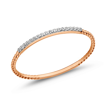 Фото Тонка каблучка з червоного золота з діамантами (арт. К011354)
