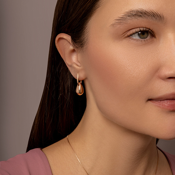 Сережки Капля из красного золота (арт. 1101222) – изображение 3