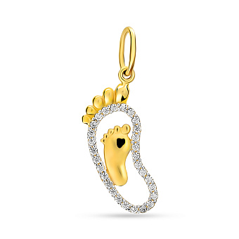 Золотая подвеска Ножки младенца с фианитами (арт. 423155ж)