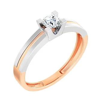 Кольцо из красного и белого золота с бриллиантом (арт. К011115030кб)