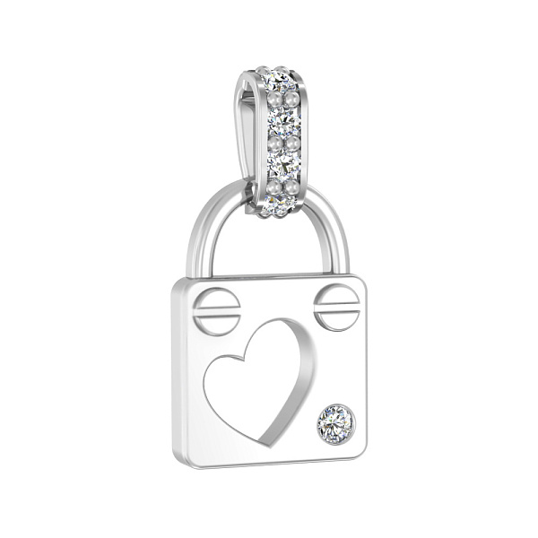 Золотой подвес Замочек с фианитами  (арт. 440644б) – изображение 1