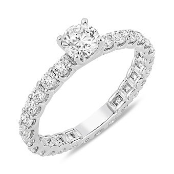 Фото Каблучка з білого золота з діамантами (арт. 1112406202)