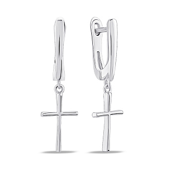 Серебряные серьги Крестик без камней (арт. 7502/9560/1)