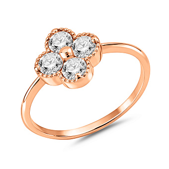 Фото Кольцо из красного золота с фианитами (арт. 141246)