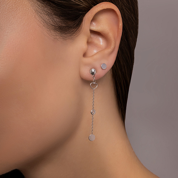 Серьги из белого золота с фианитами (арт. 1091289б) – изображение 2