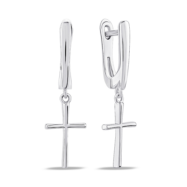 Серебряные серьги Крестик без камней (арт. 7502/9560/1) – изображение 1