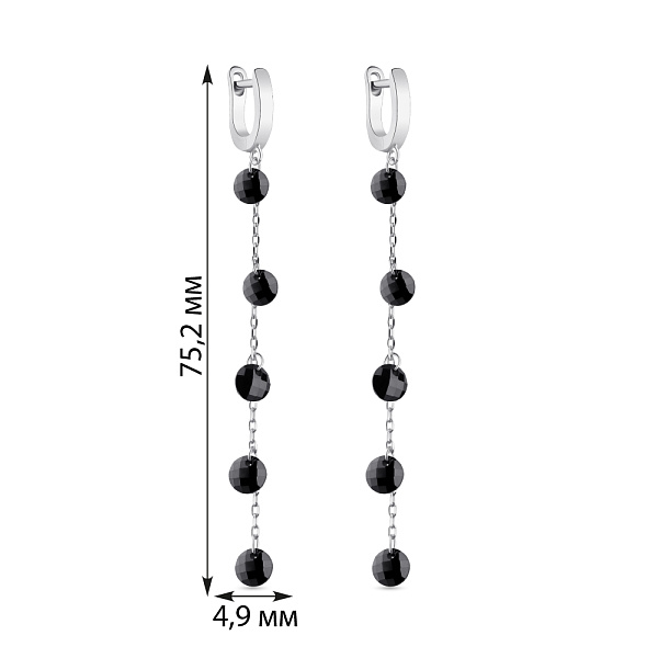 Сережки-підвіски зі срібла з чорними фіанітами (арт. 7502/4842ч) – зображення 2