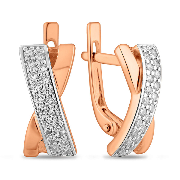 Сережки из красного золота Синергия с фианитами (арт. 110204) – изображение 1