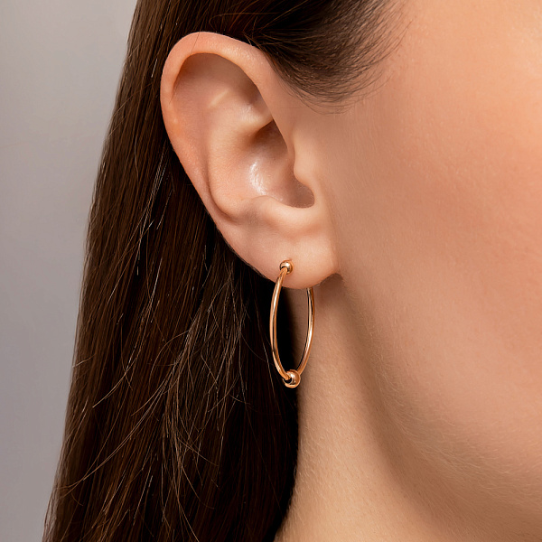 Сережки-кільця з червоного золота з кульками (арт. 121901/25) – зображення 2