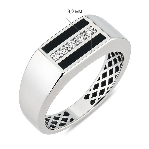 Золота печатка з діамантами (арт. К170090010беч) – зображення 3