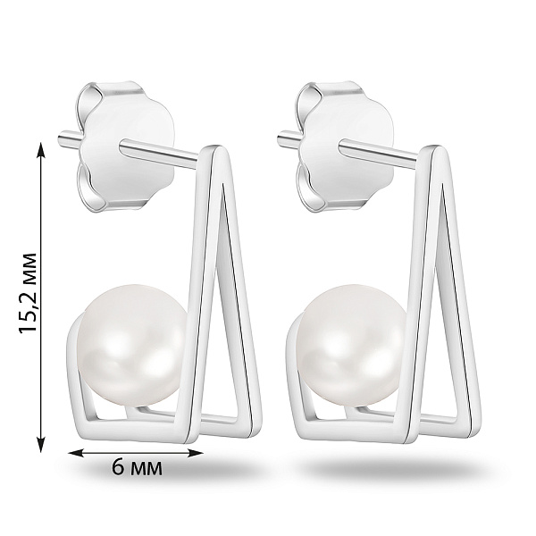 Серьги из серебра с жемчугом (арт. 7518/6356жб) – изображение 2
