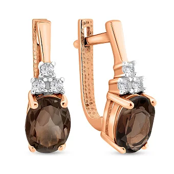 Золотые серьги с кварцем и фианитами (арт. 103125Кд)