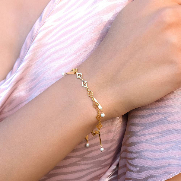 Золотий браслет Francelli з перлинами (арт. 3261049жпрлб) – зображення 6