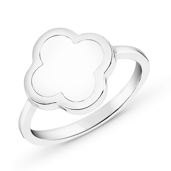 Каблучка Клевер з білого золота з емаллю (арт. 154528беб) – зображення 1