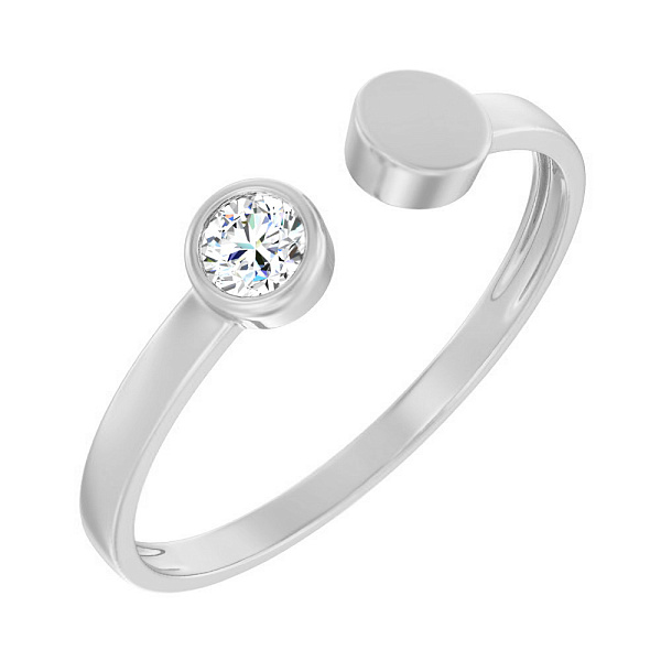 Безразмерное кольцо из белого золота с фианитом (арт. 140788б) – изображение 1