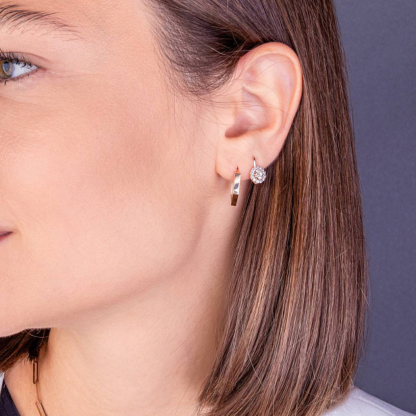 Золотые сережки в красном цвете металла (арт. 107822/15) – изображение 2