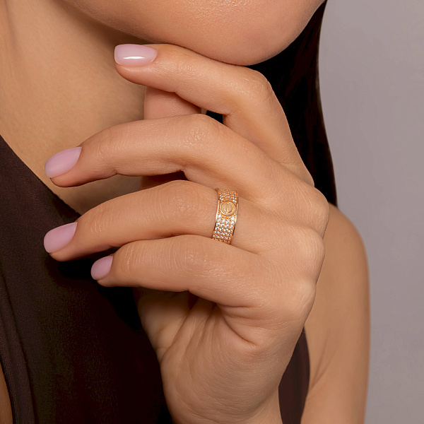 Кольцо из красного золота с фианитами (арт. 153869) – изображение 2