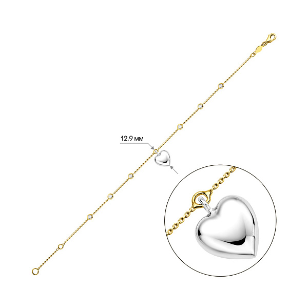 Браслет из желтого и белого золота с фианитами (арт. 326730жбП1) – изображение 2