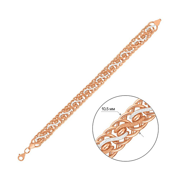 Браслет з червоного золота з родіюванням (арт. 320760р) – зображення 2