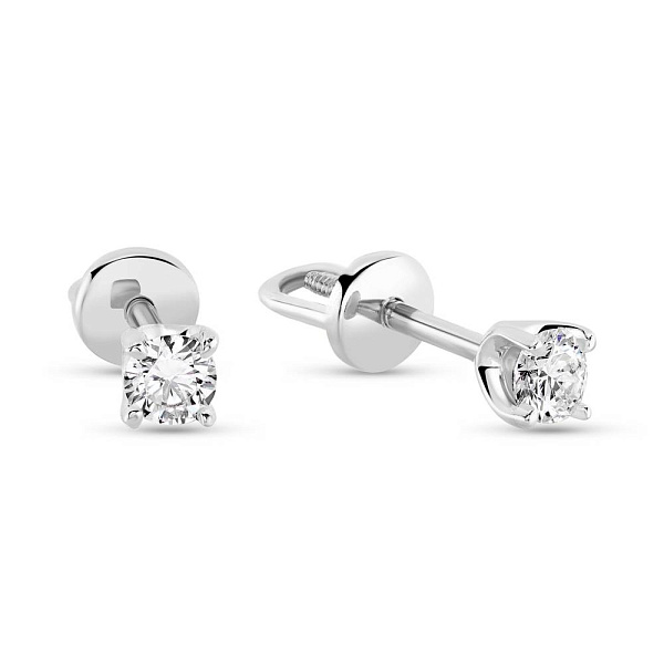 Пусеты из белого золота с бриллиантами (арт. 2191234202) – изображение 1