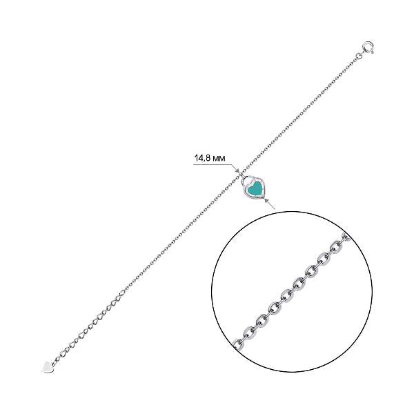 Срібний браслет Серце з емаллю (арт. 7509/3259ез) – зображення 2