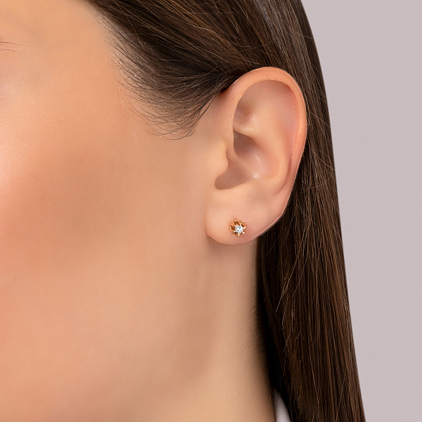 Золотые пусеты с бриллиантами (арт. Т011084010) – изображение 2