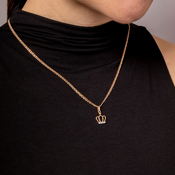 Кулон из красного золота Корона с фианитами (арт. 441070) – изображение 3