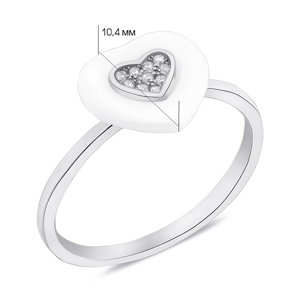 Кольцо из серебра и керамики с фианитами (арт. 7501/6092кмб) – изображение 2