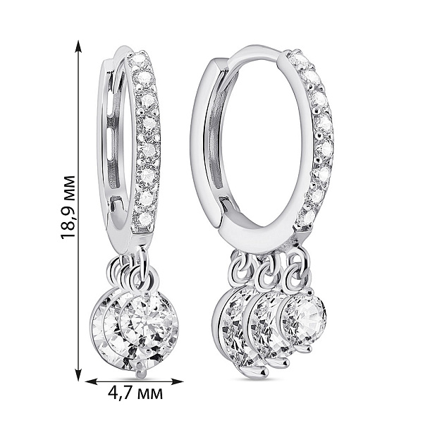 Серебряные серьги-кольца с подвесками (арт. 7502/9865/10) – изображение 2