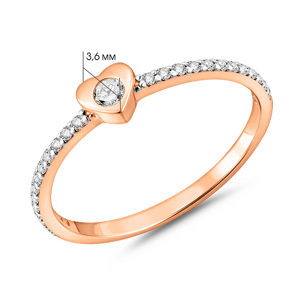 Золотое кольцо Сердце с фианитом (арт. 140017) – изображение 3