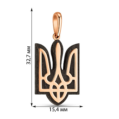 Золотий кулон Герб України з ебеновим деревом (арт. 440865)