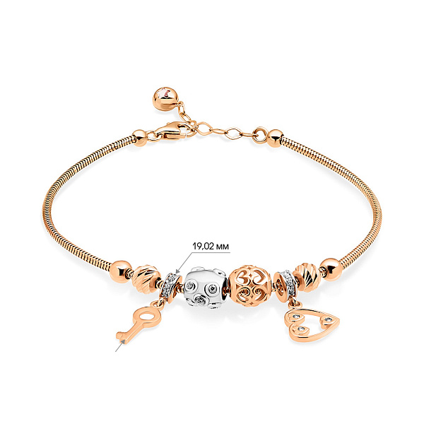 Браслет из красного и белого золота с подвесками (арт. 325097кбП2) – изображение 2