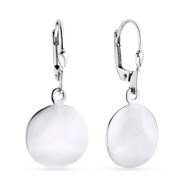 Серебряные серьги с подвесками в форме круга (арт. 7502/3398) – изображение 1