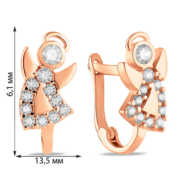 Детские золотые сережки Ангелочки с фианитами (арт. 1091056) – изображение 6