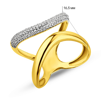 Двойное кольцо из желтого золота с фианитами (арт. 154493ж)