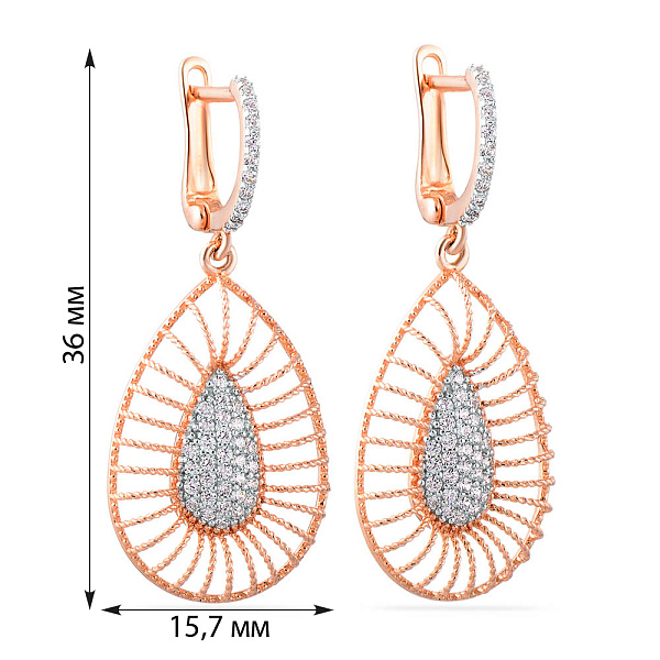 Золотые серьги с подвесками и фианитами (арт. 102272) – изображение 3