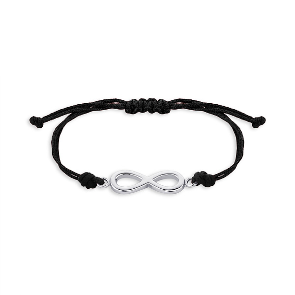 Браслет на чорній нитці Нескінченність зі срібною вставкою (арт. 7309/4475) – зображення 1