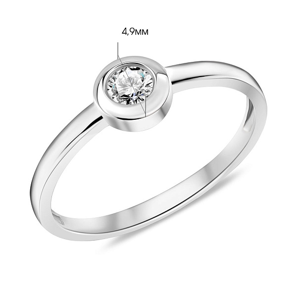 Кольцо из белого золота с одним бриллиантом (арт. К011296010б) – изображение 2
