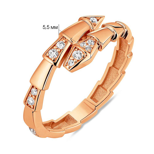 Кольцо из красного золота с фианитами (арт. 141404) – изображение 2