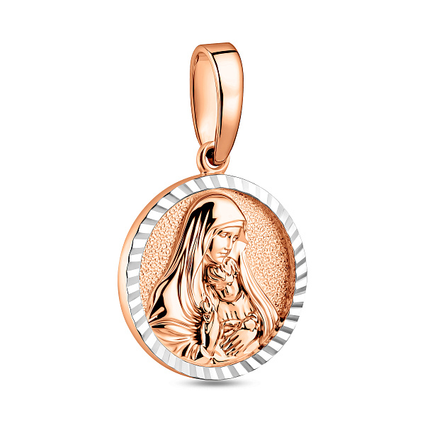 Ладанка з золота Божа Матір з немовлям (арт. 440942) – зображення 1