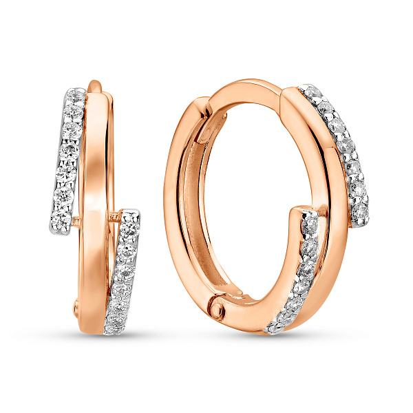 Золотые серьги-кольца с бриллиантами (арт. С011388010) – изображение 1