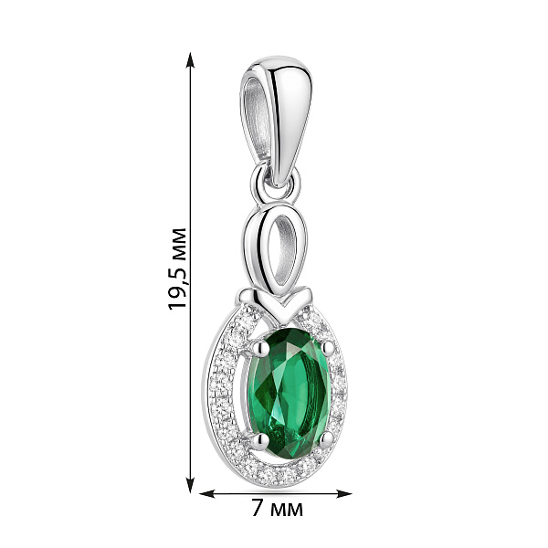 Серебряный кулон с изумрудом и фианитами (арт. 7503/4909Изм) – изображение 2