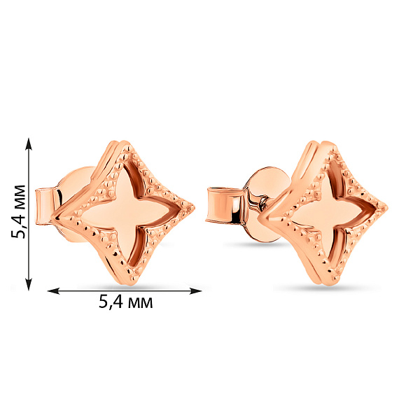 Серьги-пусеты из красного золота (арт. 109426) – изображение 3