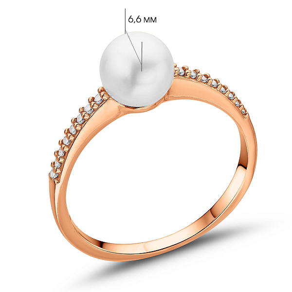 Золотое кольцо с жемчужиной и фианитами (арт. 155912прлб) – изображение 5