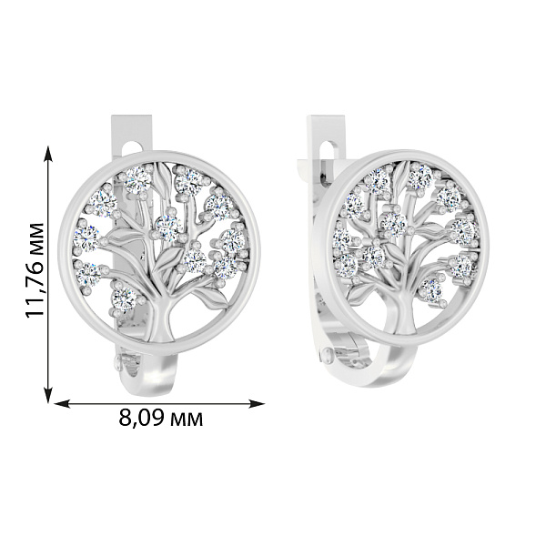 Сережки "Дерево життя" з білого золота (арт. 110876б) – зображення 3