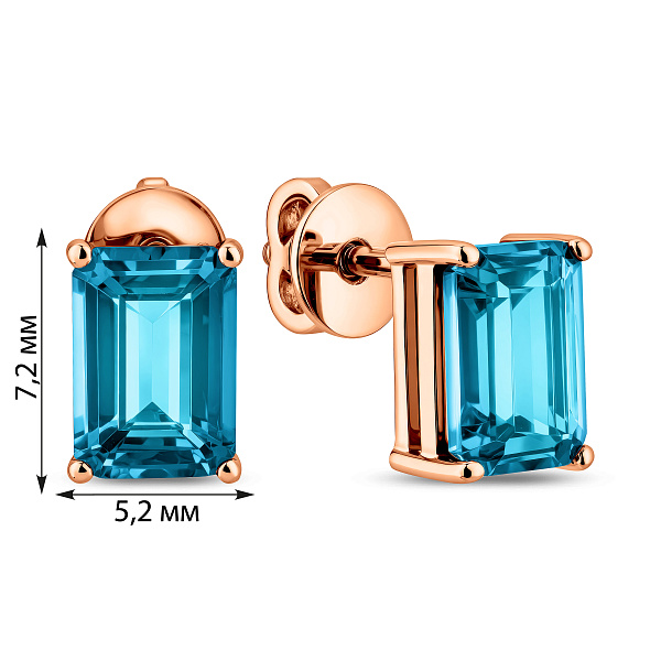 Золотые серьги-пусеты с топазом Лондон (арт. 111231Пл) – изображение 3