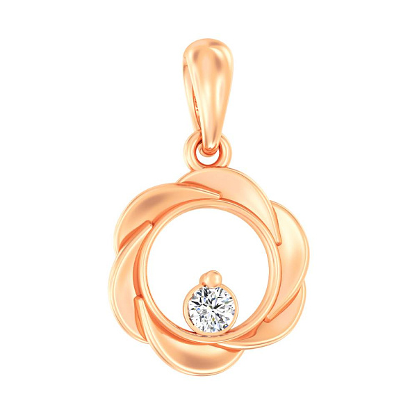 Подвес из красного золота с бриллиантом (арт. П011405005) – изображение 1