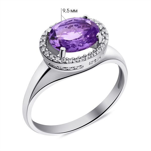 Серебряное кольцо с аметистом и фианитами (арт. 7501/2298А) – изображение 2